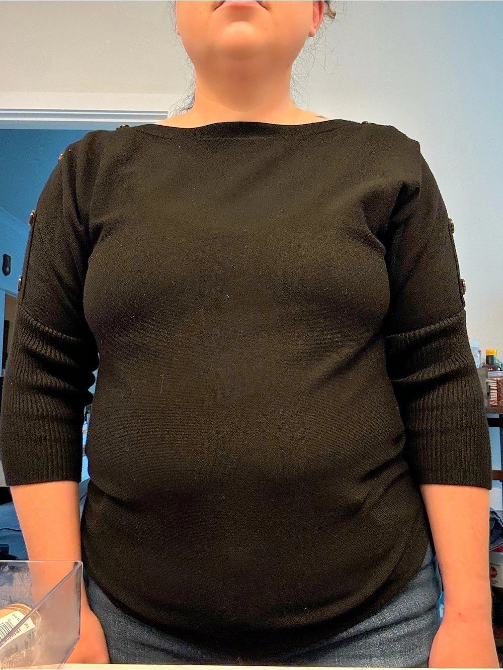 Cable & Gauge Black Button Sleeve Sweater